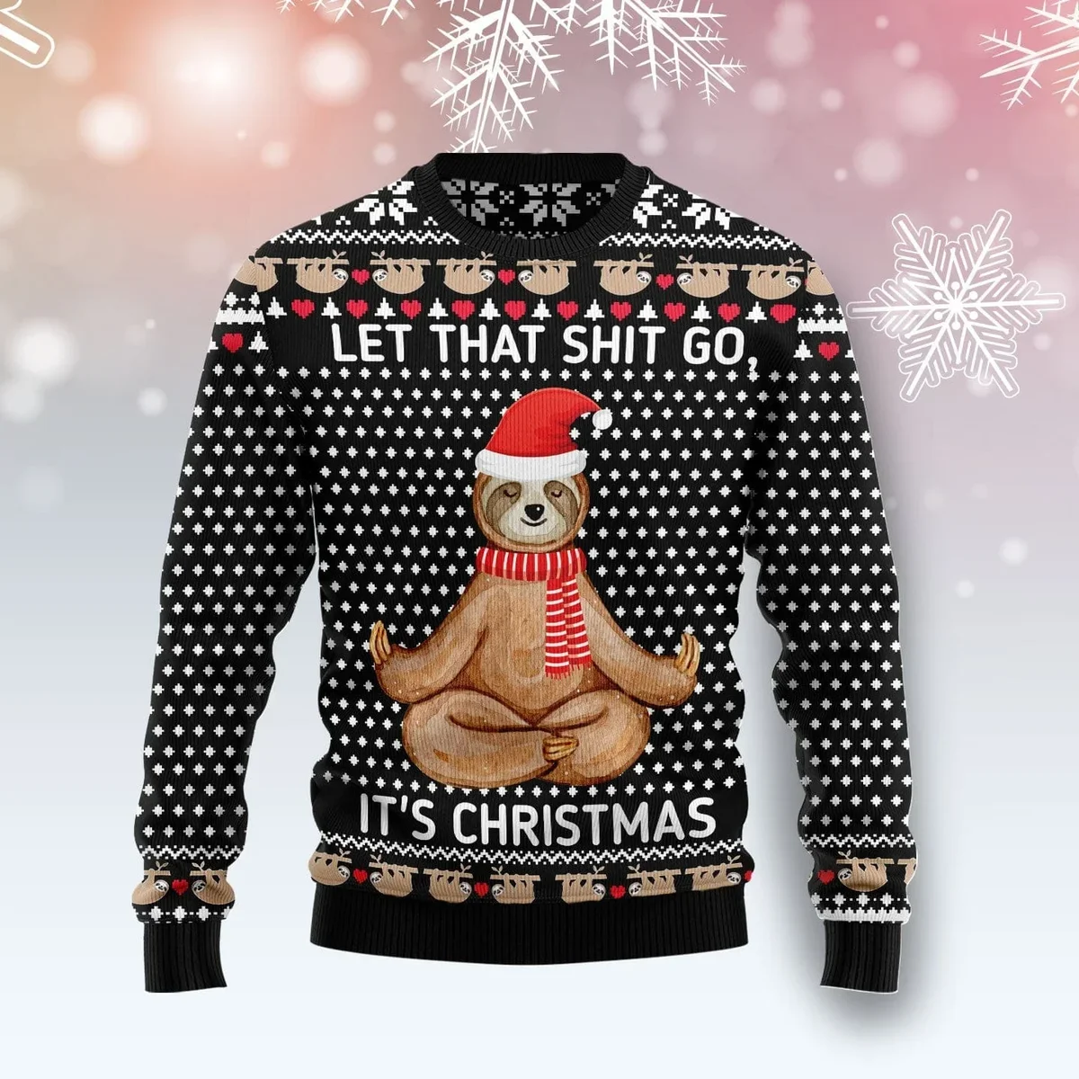 Sloth Let That Sht Go Ugly Christmas Sweater Xmas Party Outfits Xmas Gifts For Sister