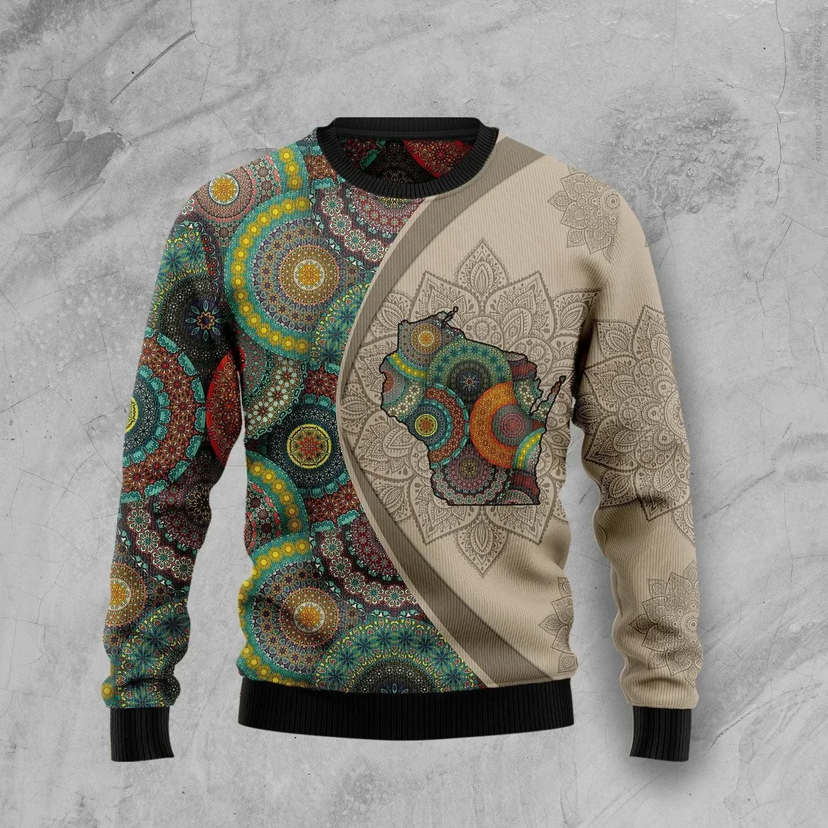Wisconsin Mandala Ugly Christmas Sweater Christmas Party Outfit Xmas Gifts For Brother