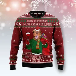 Spend Time With My Mastiff Ugly Christmas Sweater Xmas Outfit Gifts For Mastiff Lovers