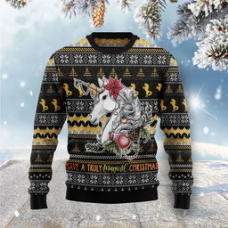 Unicorn Truly Magical Christmas Ugly Christmas Sweater Festive Clothing Unicorn Lovers Gifts