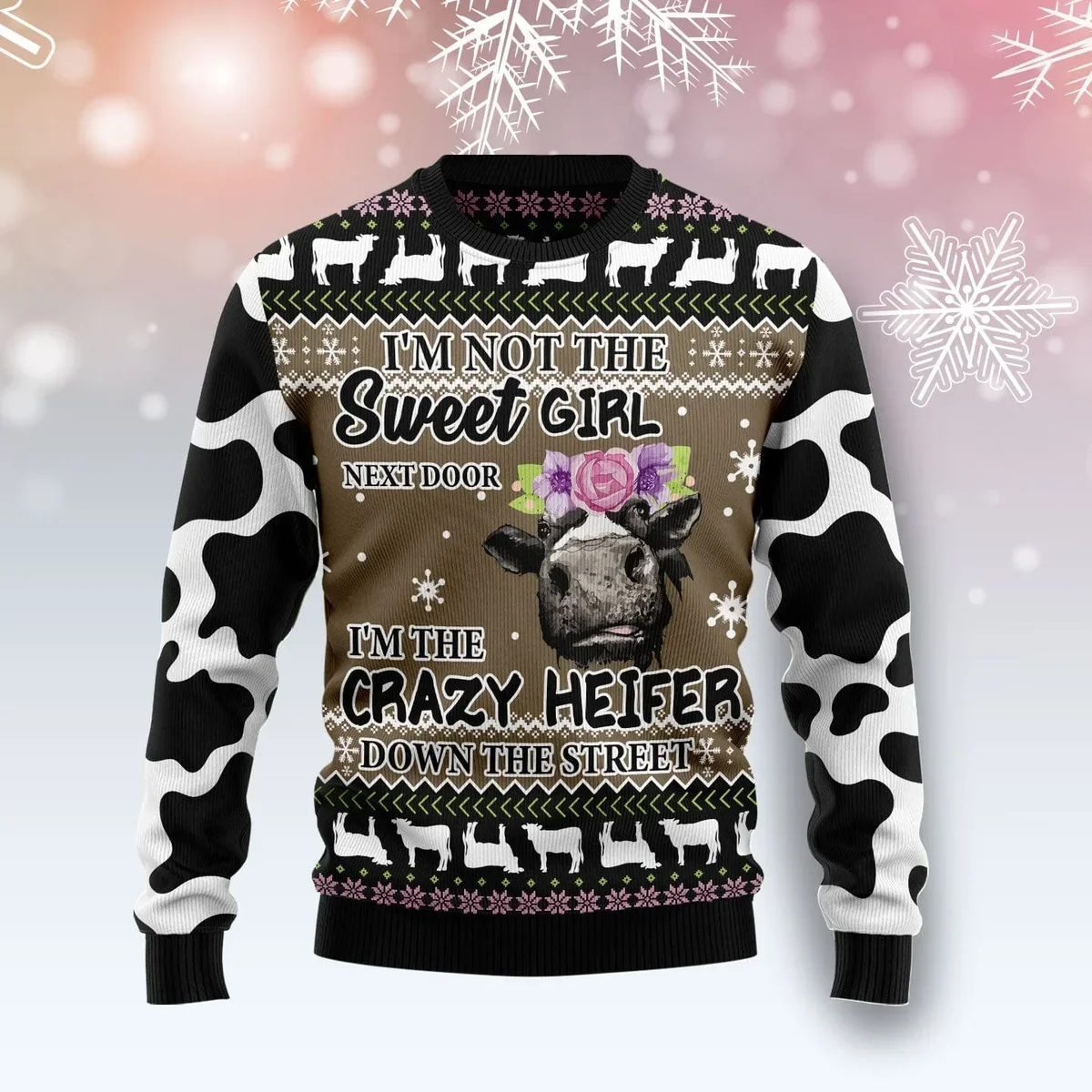 The Crazy Heifer Ugly Christmas Sweater Funny Xmas Sweater Christmas Gifts For BFF