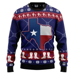 Texas Map Symbols Pattern Ugly Christmas Sweater Xmas Vacation Clothing Gifts For Him