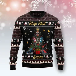 Slap Shot Santa Christmas Ugly Christmas Sweater Xmas Party Outfits Xmas Gifts For Dad