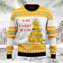 Wonderful Time Chicken Ugly Christmas Sweater  Christmas Vacation Outfit Gifts For Chicken Lovers