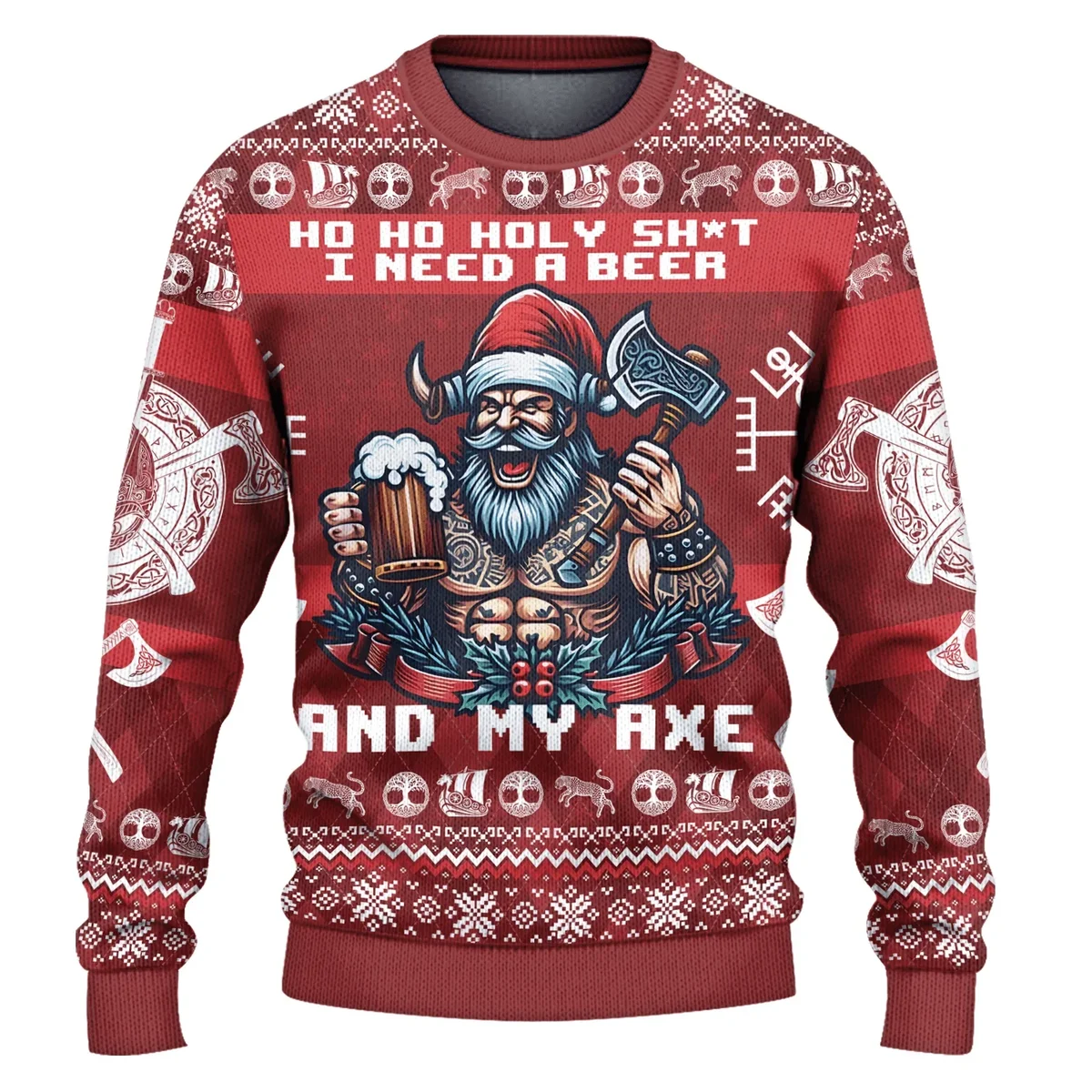 Viking Beer Axe Viking Festive Warrior Gear Viking Ugly Christmas Sweater Xmas Party Clothes