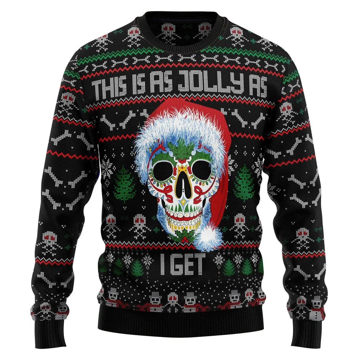 Sugar Skull Christmas Ugly Christmas Sweater Xmas Vacation Apparel Gifts For Him