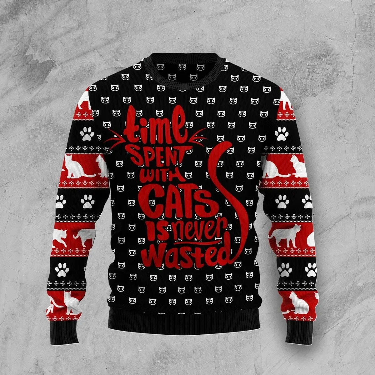 Time Spent With Cat Christmas Ugly Christmas Sweater Xmas Sweater Cat Lovers Xmas Gifts