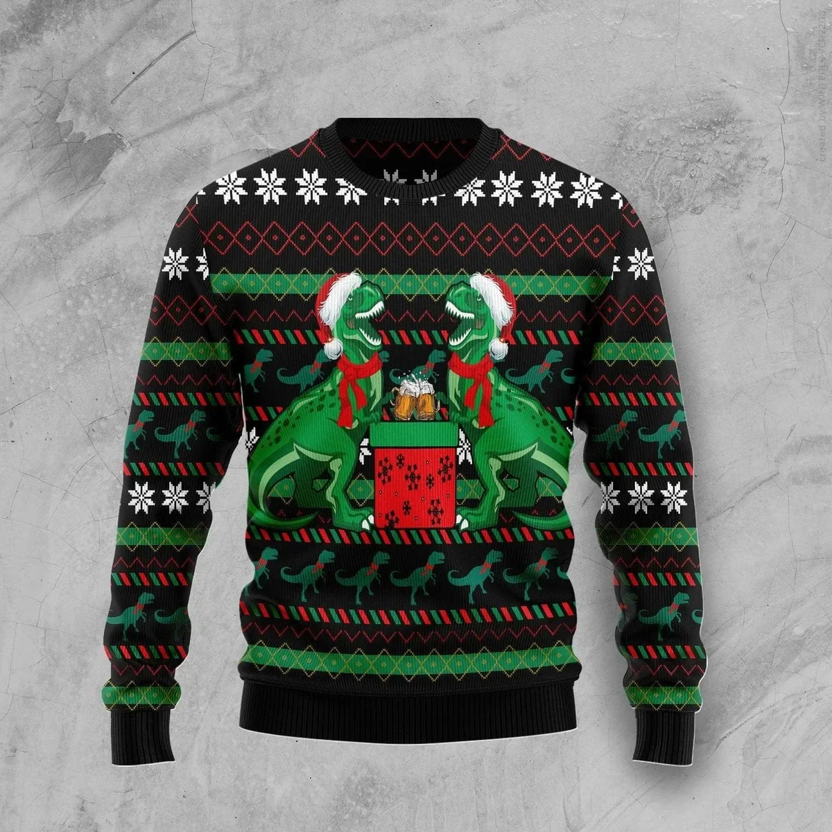 T-Rex Drink Ugly Christmas Sweater Xmas Vacation Outfit Gifts For Friends