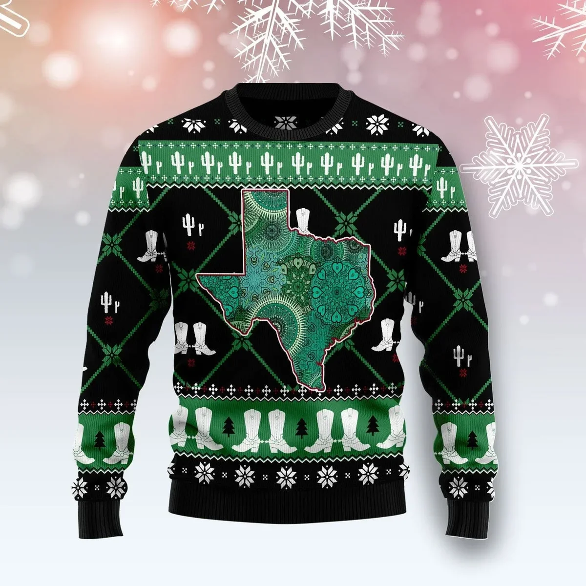 Texas Usa Symbols Pattern Ugly Christmas Sweater Xmas Vacation Clothing Gifts For Her