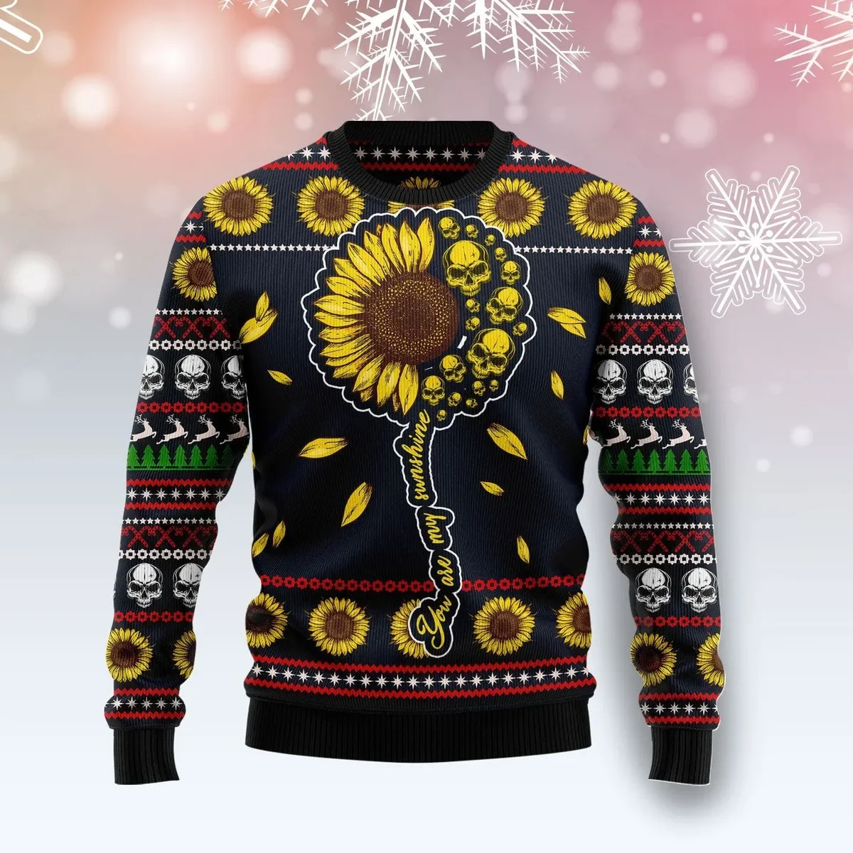 Skull Sunflower Ugly Christmas Sweater Christmas Vacation Outfit Gifts For Sunflower Lovers