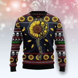 Skull Sunflower Ugly Christmas Sweater Christmas Vacation Outfit Gifts For Sunflower Lovers
