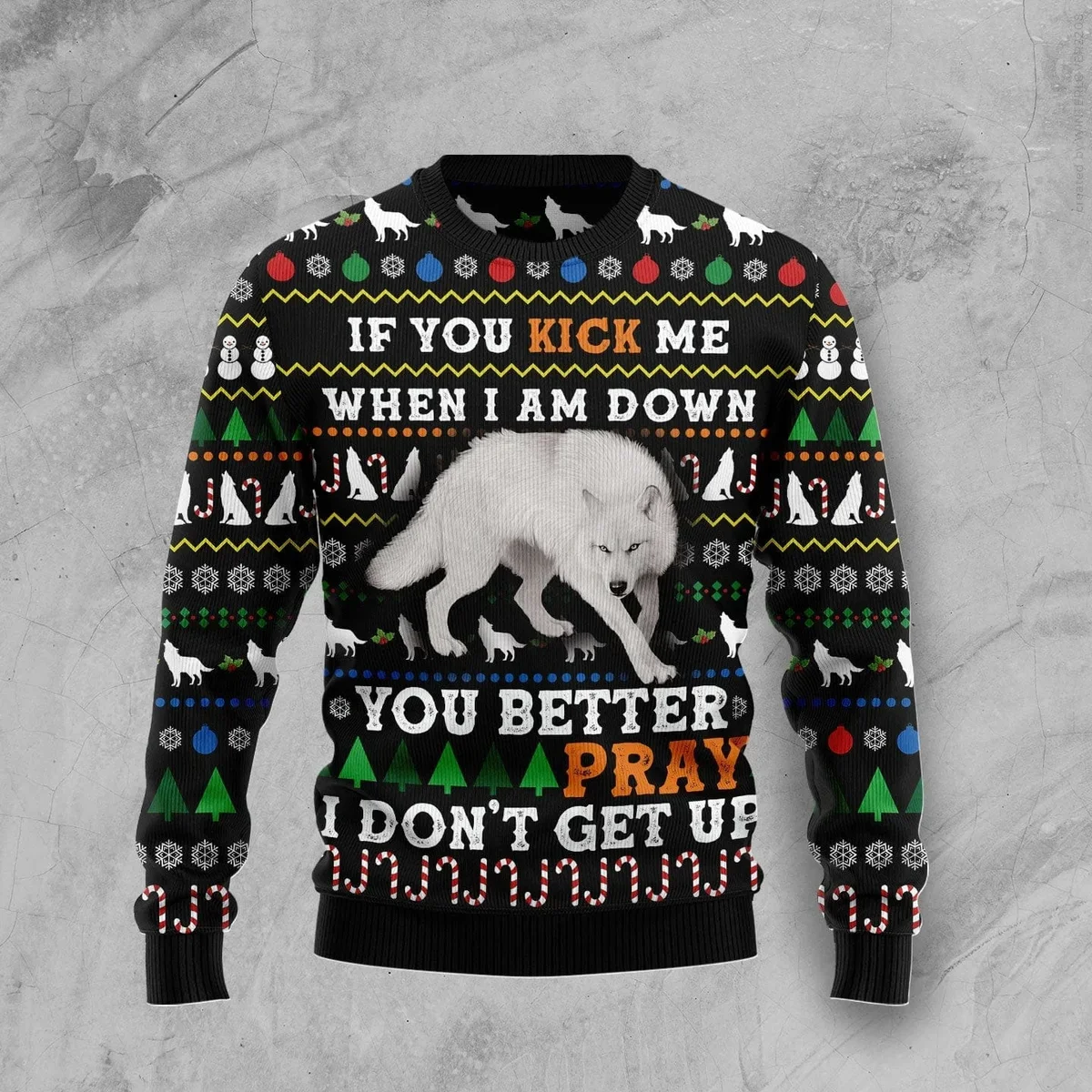 Wolf You Better Pray Ugly Christmas Sweater Winter Apparel Xmas Gifts For Wolf Lovers