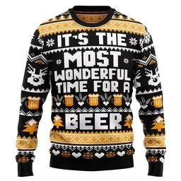 Wonderful Time For A Beer Ugly Christmas Sweater Xmas Outfits Gifts For Beer Lovers