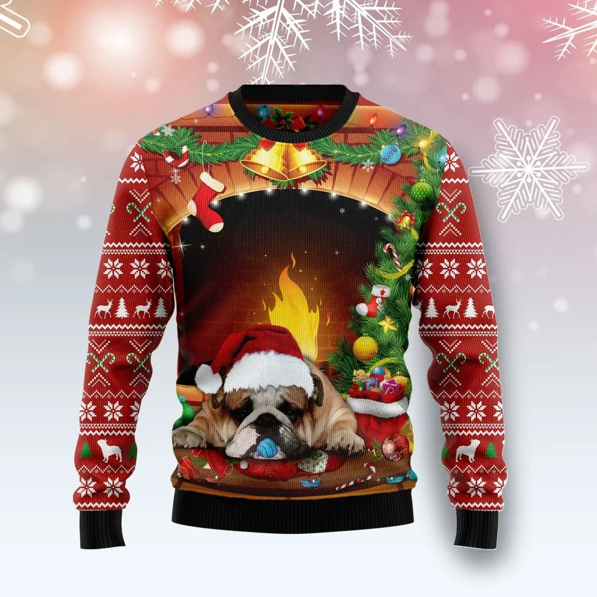 Sleeping Bulldog Christmas Ugly Christmas Sweater Festive Clothing Gifts For Bulldog Lovers