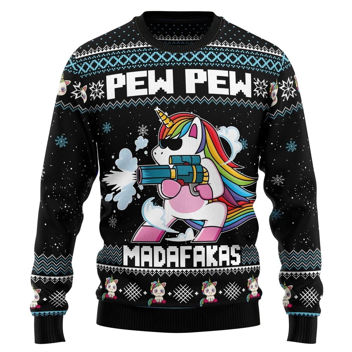 Unicorn Pew Pew Madafakas Ugly Christmas Sweater Funny Xmas Sweater Gifts For Him
