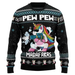 Unicorn Pew Pew Madafakas Ugly Christmas Sweater Funny Xmas Sweater Gifts For Him