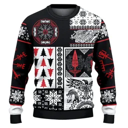 Viking Warrior Spirit Norse Symbols Of Power And Protection Ugly Sweater Xmas Outfit Gifts For Him