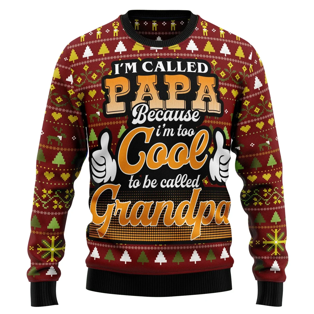 Too Cool To Be Called Grandpa Ugly Christmas Sweater Xmas Clothes Gifts For Friends