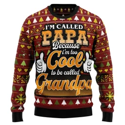 Too Cool To Be Called Grandpa Ugly Christmas Sweater Xmas Clothes Gifts For Friends