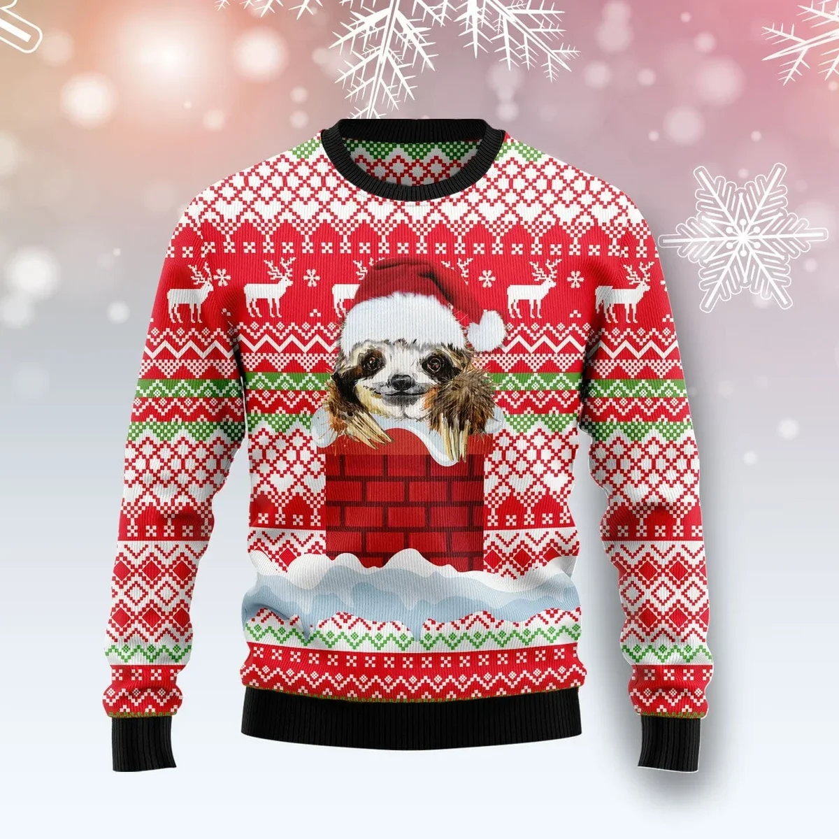 Sloth Chimney Ugly Christmas Sweater Funny Christmas Clothing Gifts For Sloth Lovers