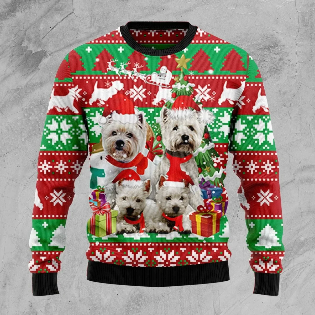 West Highland White Terrier Family Ugly Christmas Sweater Xmas Outfit Gifts For Westie Lovers