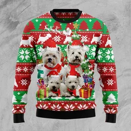 West Highland White Terrier Family Ugly Christmas Sweater Xmas Outfit Gifts For Westie Lovers