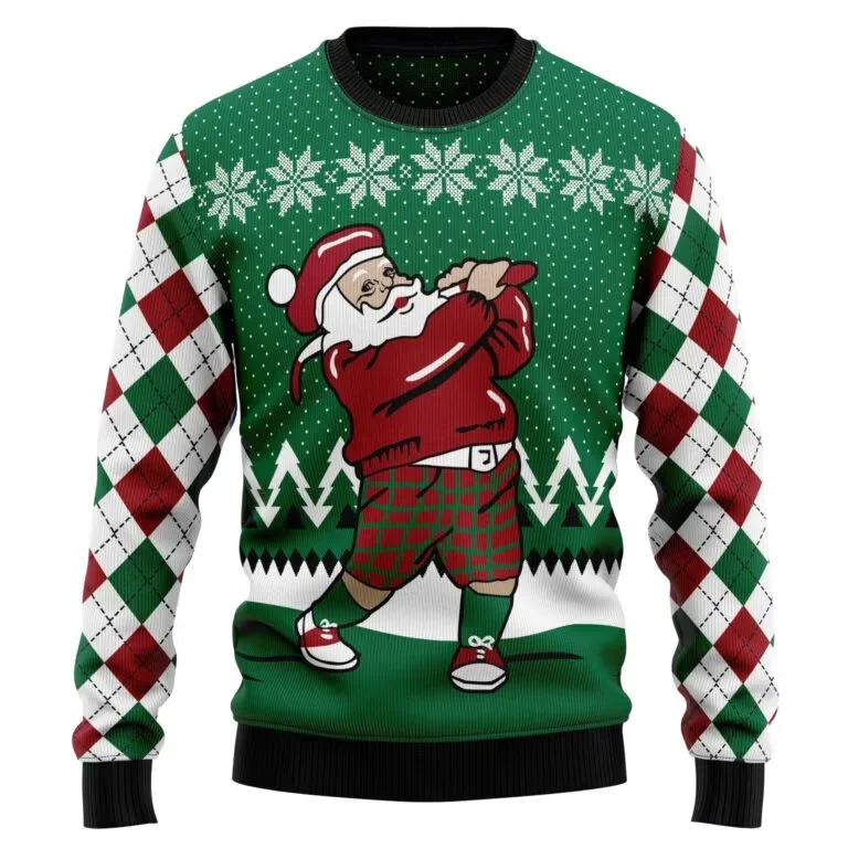 Golfer Santa Ugly Christmas Sweater Clothes Xmas Gifts For Santa Lovers