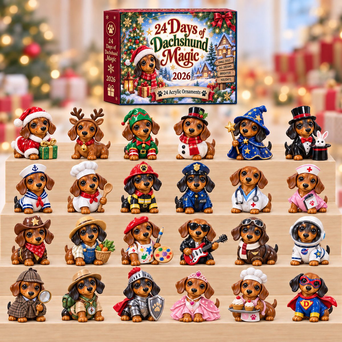 24 Days of Dachshund Magic Christmas Advent Calendar 2026 24 Day Festive Countdown Xmas Gifts