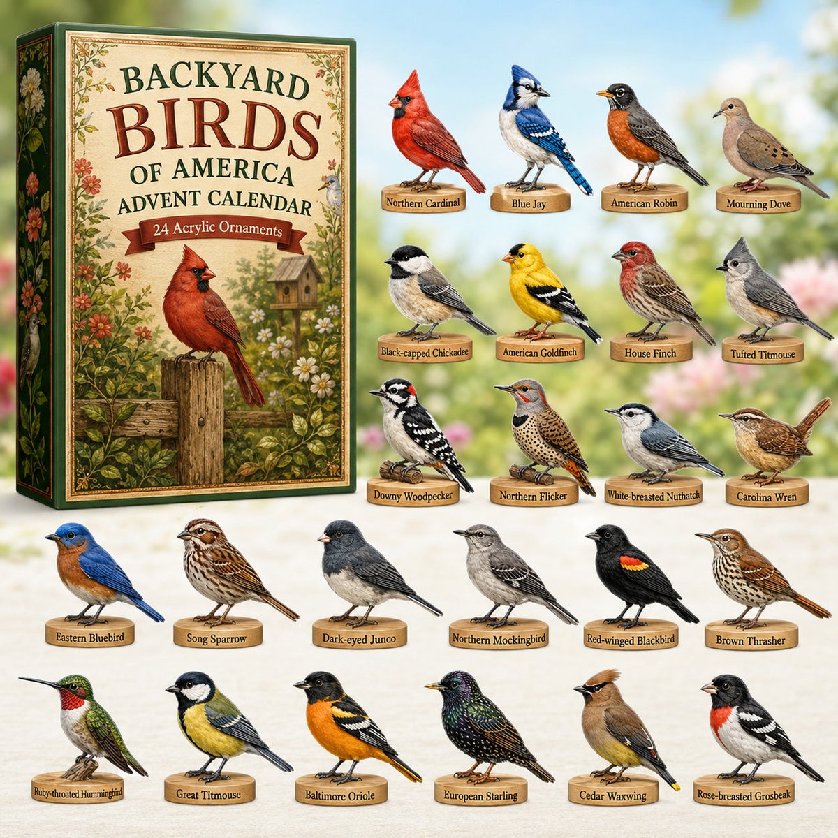 Backyard Birds Of America Christmas Advent Calendar Christmas Countdown Birds Lovers Gifts
