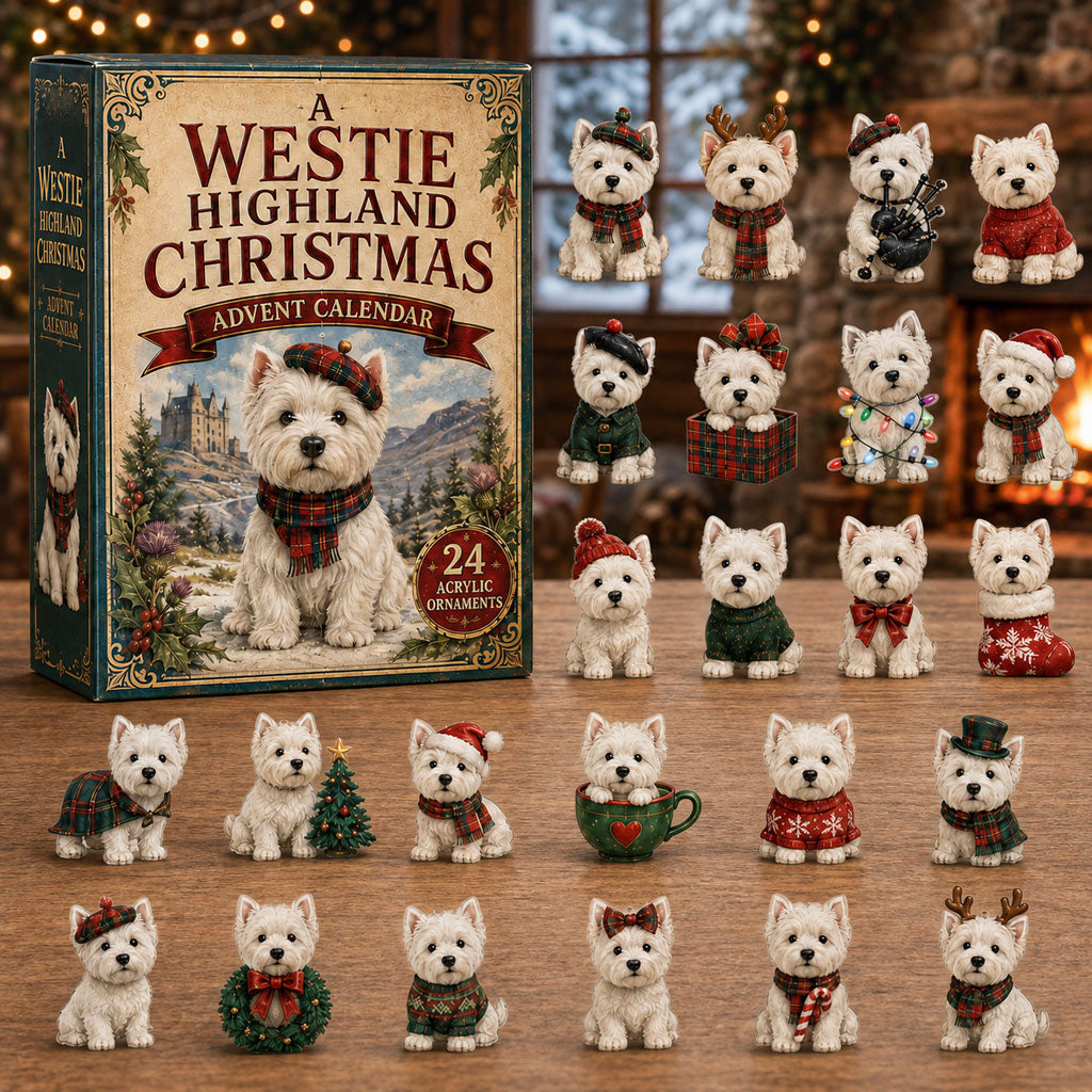 A Westie Highland Christmas Advent Calendar Christmas Tree Decorations Gifts For Westie Lovers
