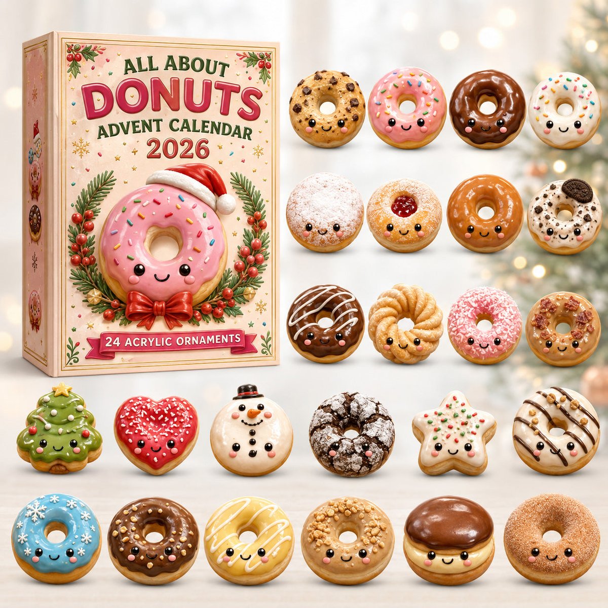 All About Donuts 2026 Christmas Advent Calendar Donuts Lovers Xmas Presents