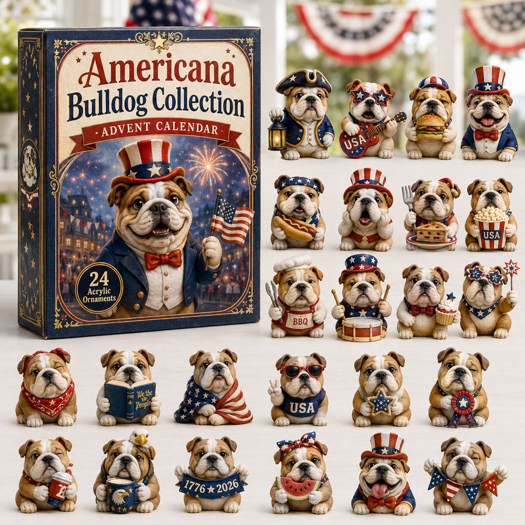 Americana Bulldog Collection Christmas Advent Calendar Counting Down French Bulldog Xmas Gifts