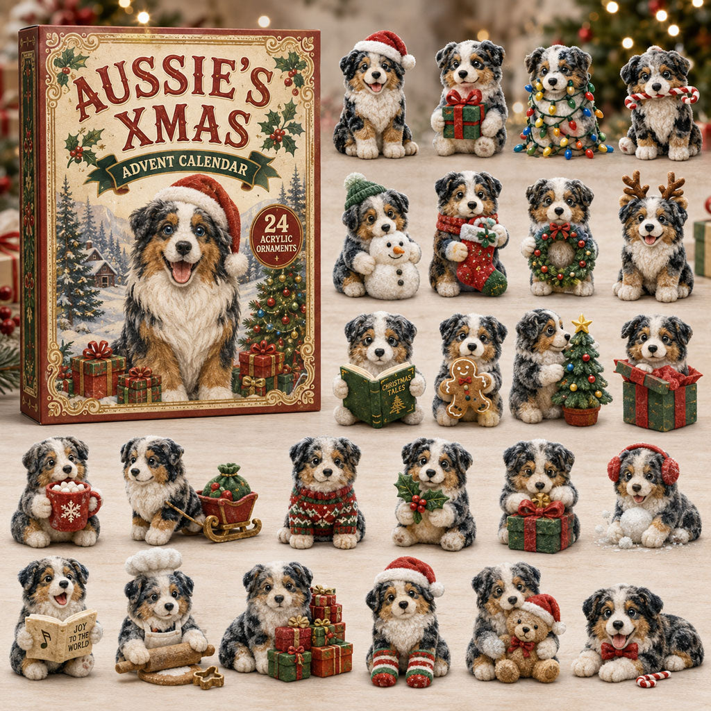 Aussie Xmas Advent Calendar Christmas Countdown Present For Australian Shepherd Lovers