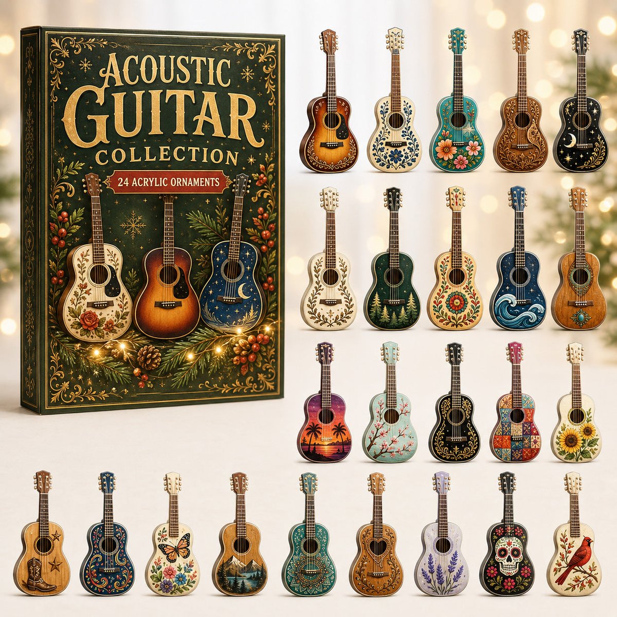 Acoustic Guitar Christmas Advent Calendar Xmas Countdown Gifts For Guitar Players