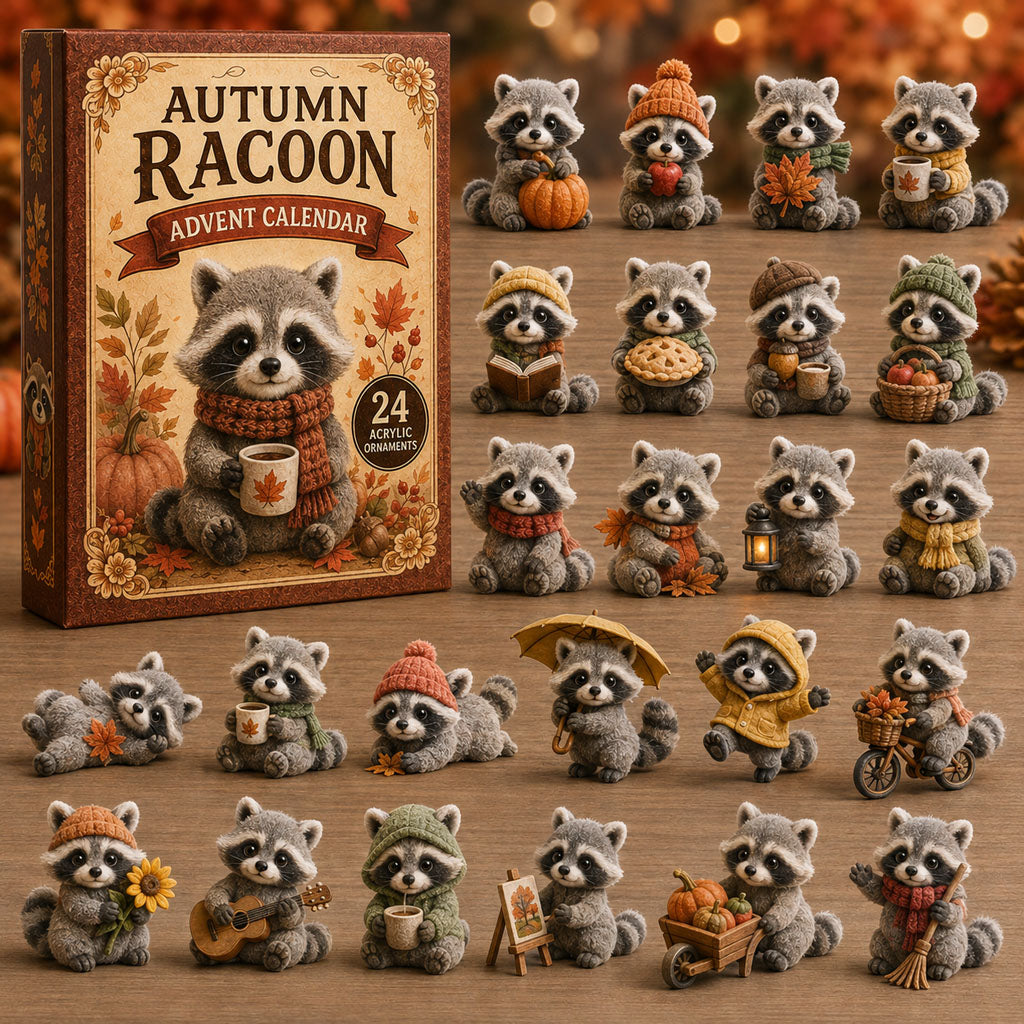 Autumn Raccoon Advent Calendar Fall Aesthetic Home Decor Gifts For Raccoon Lovers