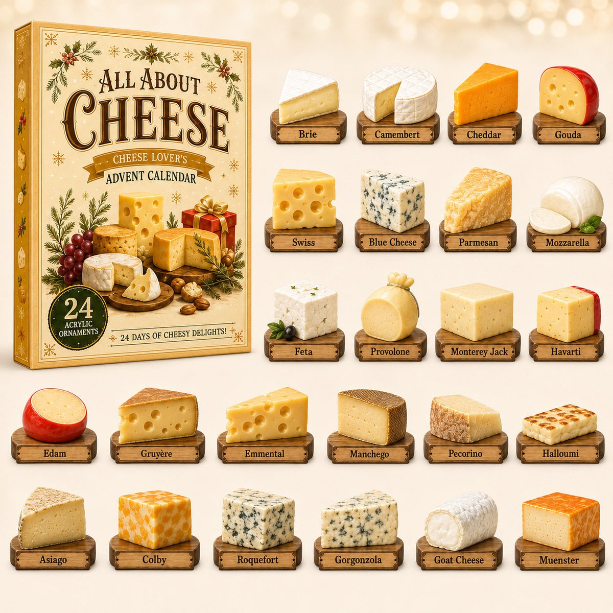 All About Cheese Advent Calendar 24 Days Of Christmas Blindbox Xmas Gifts For Cheese Lovers