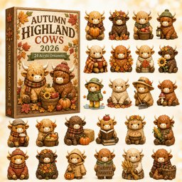 Autumn Highland Cows Christmas Advent Calendar Xmas Gifts For Highland Cow Lovers