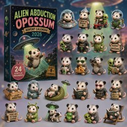 Alien Abduction Opossum Christmas Advent Calendar Cute Counting Down Calendar Gifts