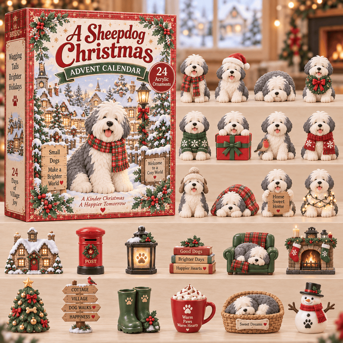 A Sheepdog Christmas Advent Calendar Christmas Day Countdown Gifts For Sheepdog Lovers