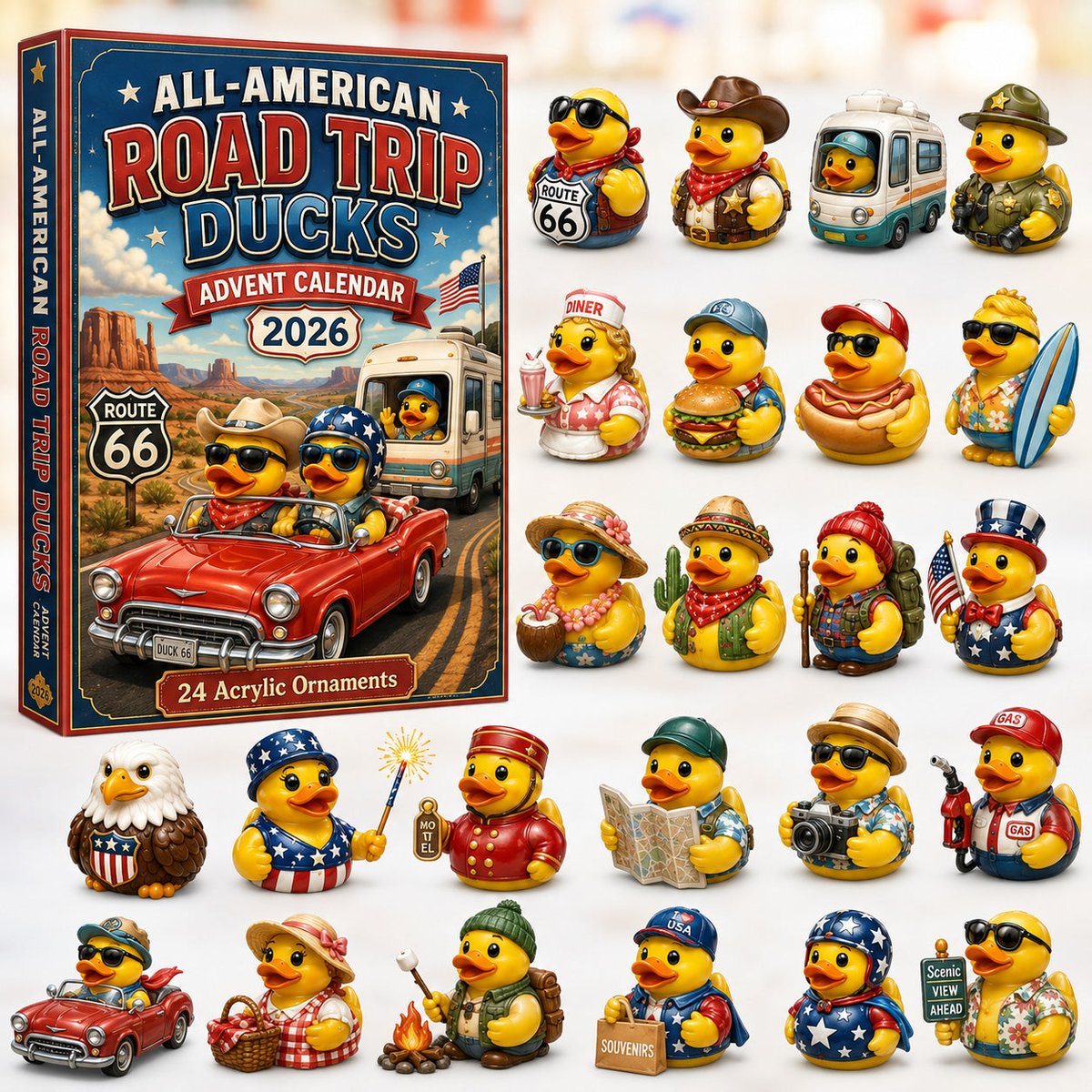 All American Road Trip Ducks Advent Calendar Christmas Countdown Gifts For Travel Lovers