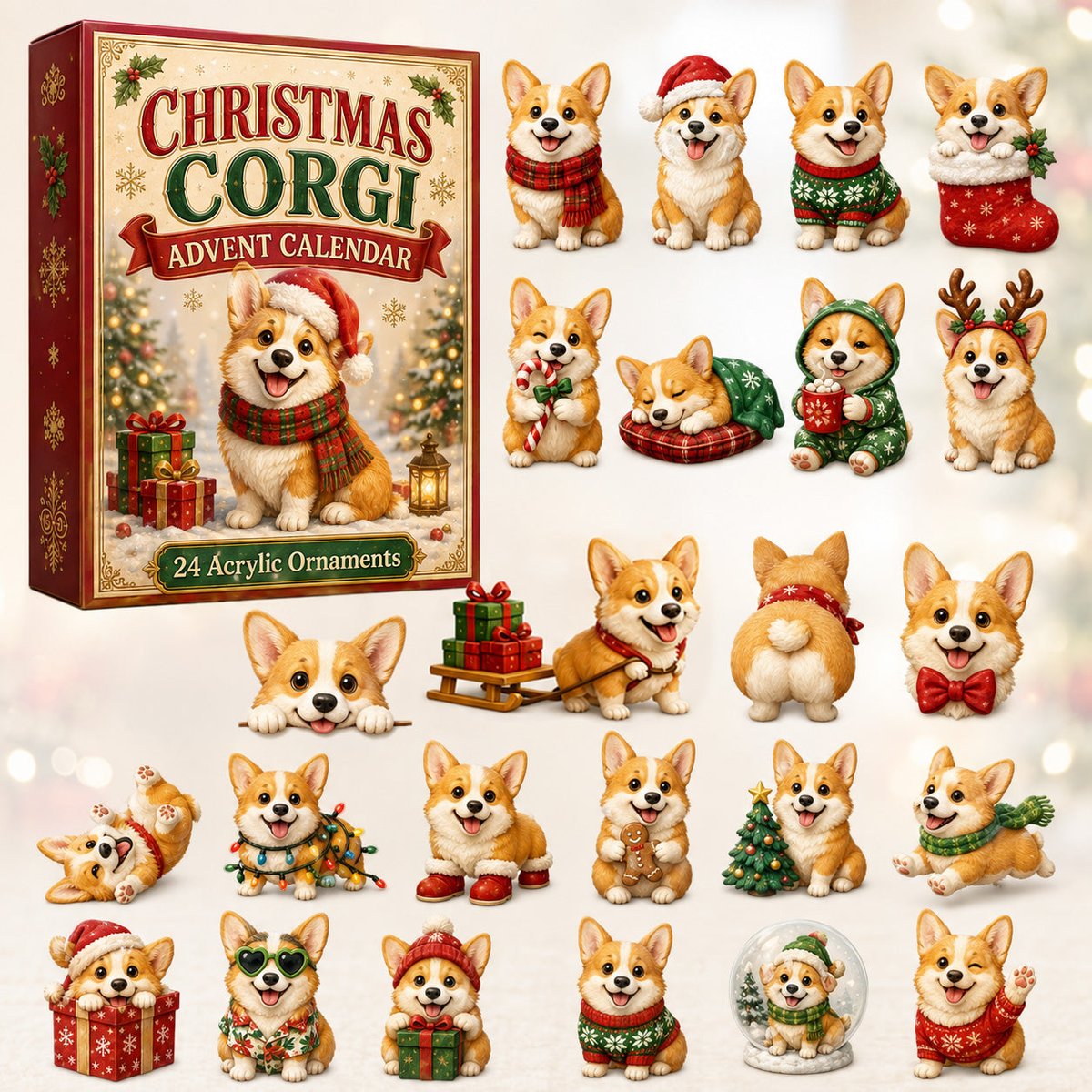 Christmas Corgi Xmas Advent Calendar Xmas Countdown Corgi Lovers Christmas Gifts