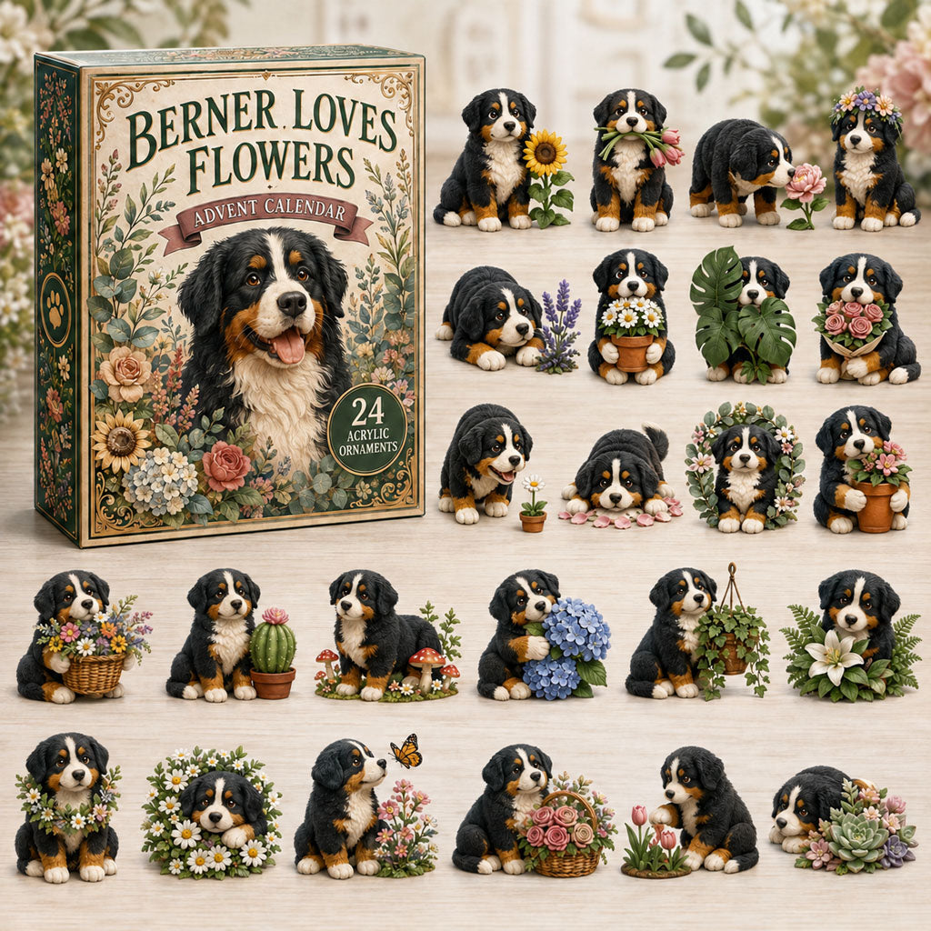 Berner Loves Flowers Christmas Advent Calendar Xmas Countdown Gifts For Bernese Lovers
