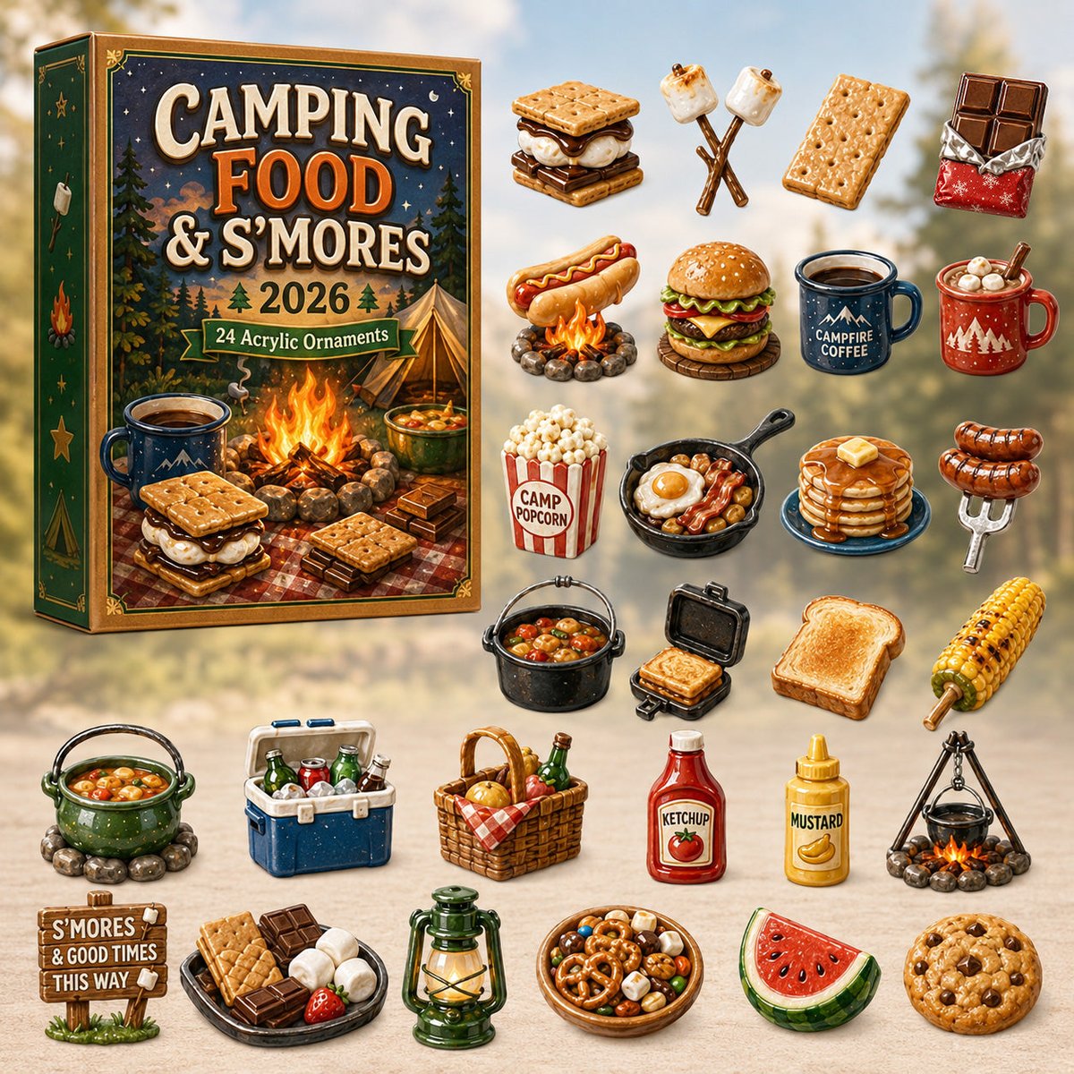 Camping Food S_mores Christmas Advent Calendar 2026 24 Day Festive Countdown Friends Xmas Gift