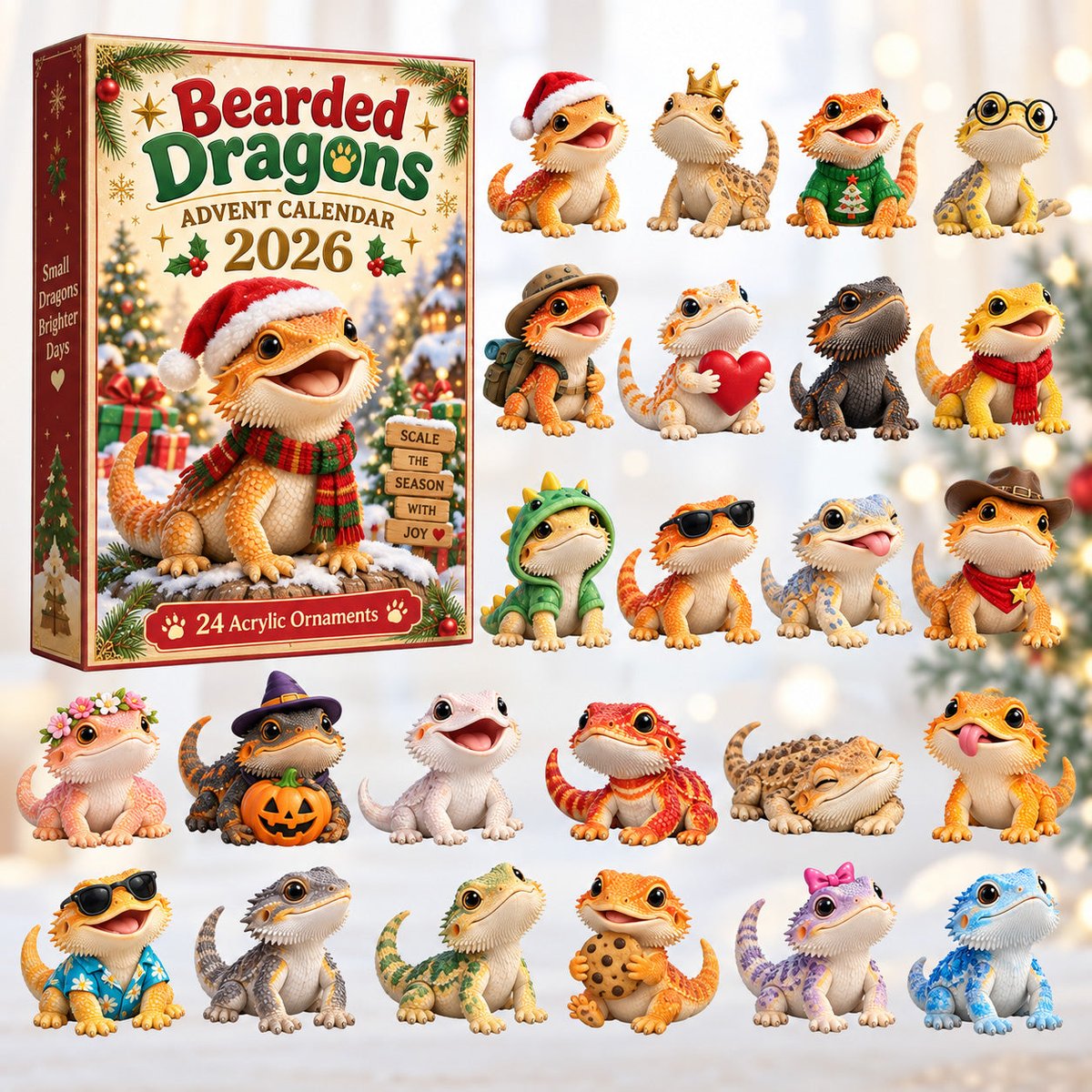 Bearded Dragons Christmas Advent Calendar Counting Down Calendar Dragon Lovers Xmas Gifts