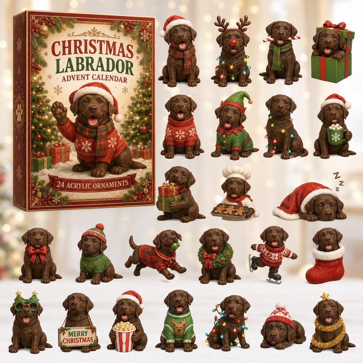 Christmas Chocolate Labrador Christmas Advent Calendar 2026 24 Day Festive Countdown Xmas Gift_