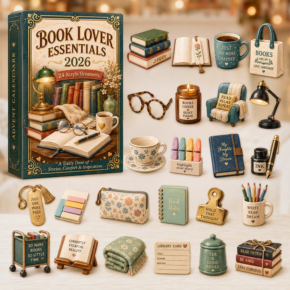 Book Lover Essentials Christmas Advent Calendar Christmas Eve Countdown Gifts For Bookish