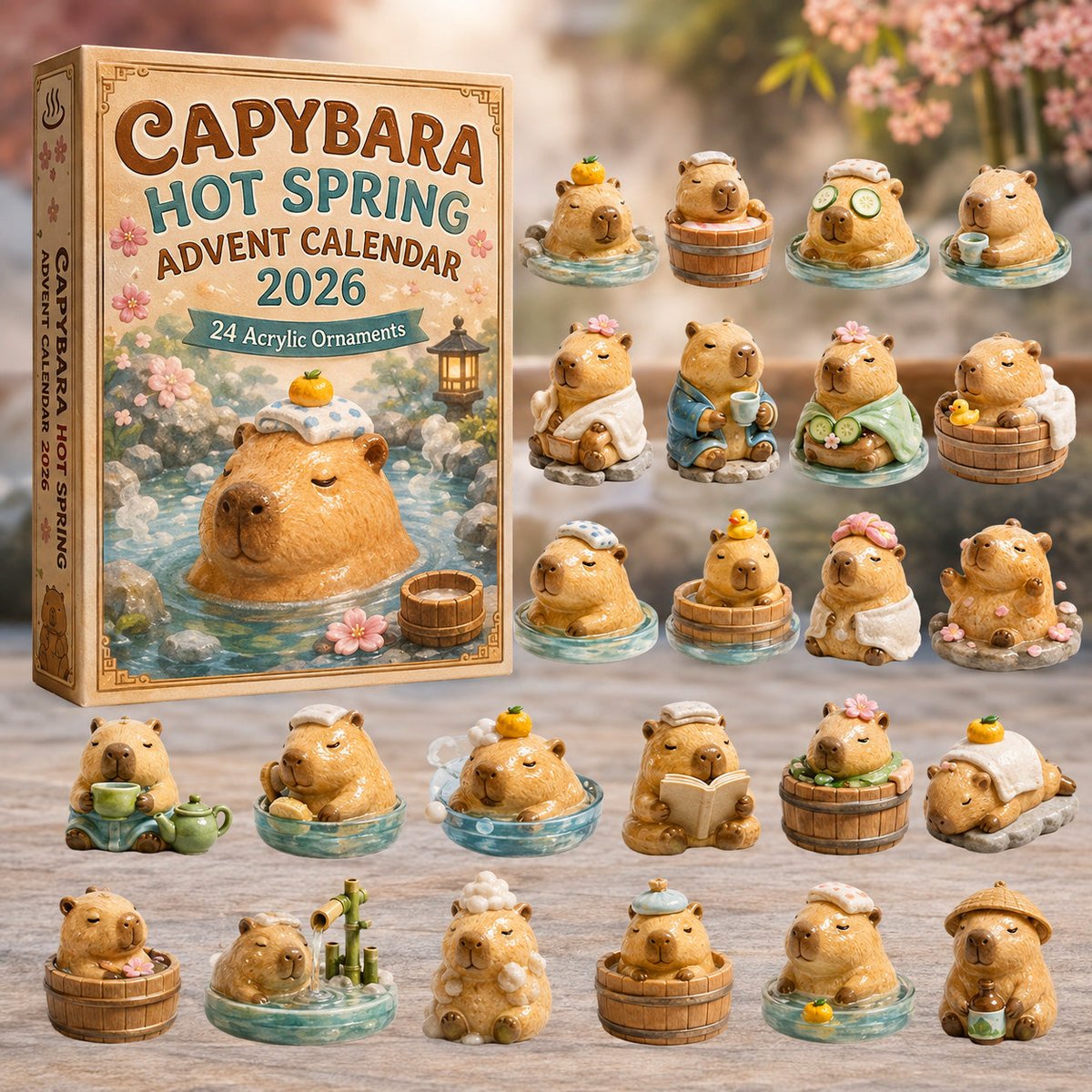 Capybara Hot Spring Christmas Advent Calendar 2026 24 Day Festive Countdown Xmas Gifts