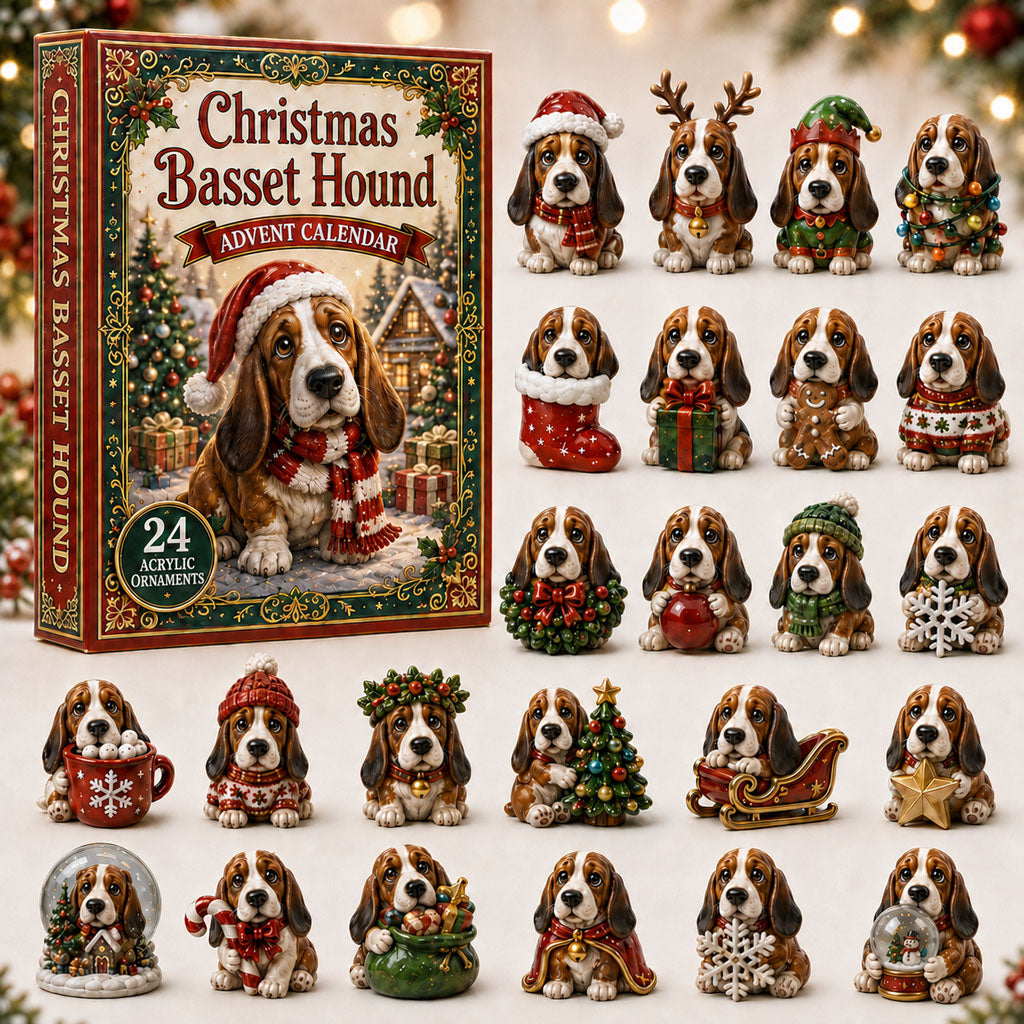 Christmas Basset Hound Advent Calendar Xmas Countdown Xmas Gifts For Basset Hound Lovers