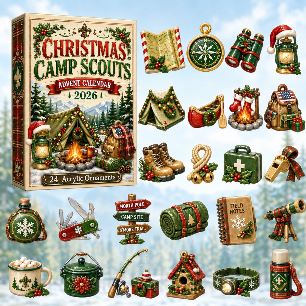 Christmas Camp Scouts Christmas Advent Calendar 2026 24 Day Festive Countdown Family Xmas Gift_