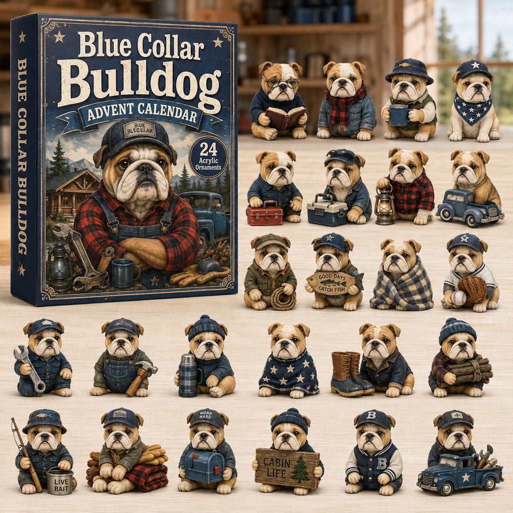 Blue Collar Bulldog Xmas Advent Calendar Christmas Countdown Presents For Bulldog Lovers